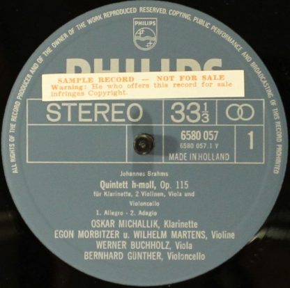 Philips 6580 057 - Klarinettenquintet H-moll, Op. 115 - Image 3
