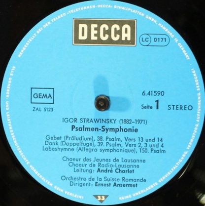 DECCA 6.41590 AN - Symphony Of Psalms / Symphony In Three Moveme - Image 3