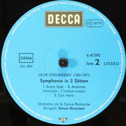 DECCA 6.41590 AN - Symphony Of Psalms / Symphony In Three Moveme - Image 4