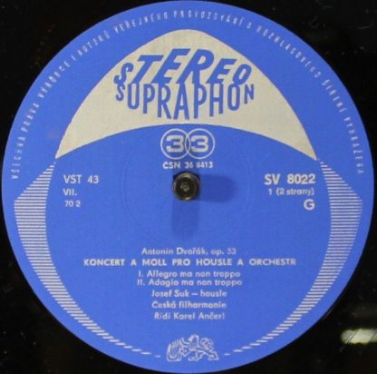 Supraphon SV 8022 - Koncert A Moll Pro Housle A Orchestr, Op. 53 - Image 3