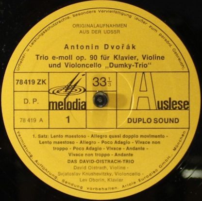 Eurodisc 78 419 ZK - Dumky-Trio - Klaviertrio E-Moll Op. 90 - Image 3