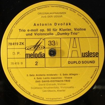 Eurodisc 78 419 ZK - Dumky-Trio - Klaviertrio E-Moll Op. 90 - Image 4