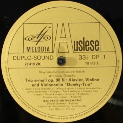 Eurodisc 78 419 ZK - Dumky-Trio - Klaviertrio E-Moll Op. 90 - Image 3