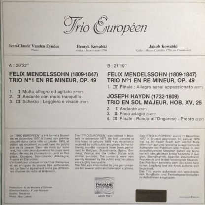 Pavane Records ADW 7041 - Trios - Image 2