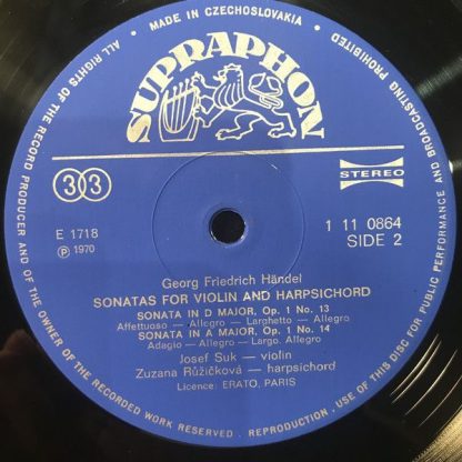 Supraphon 1 11 0864 - Sonatas For Violin And Harpsichord - Image 4