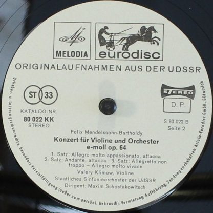 Eurodisc 80 022 KK - Violinkonzert G-Dur KV 216 / Violinkonzert - Image 4
