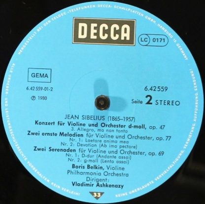 DECCA 6.42559 - Violin Concerto, Op. 47 · Two Serious Melodies, - Image 4