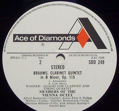 Ace Of Diamonds SDD 249 - Clarinet Quintet / Adagio For Clarinet - Image 3