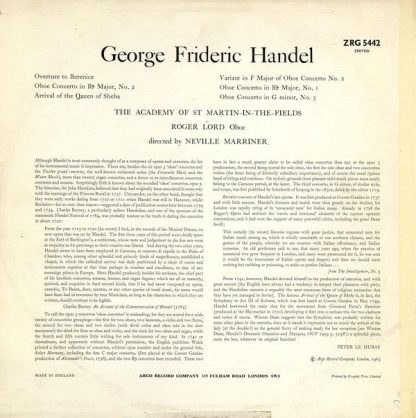 Argo ZRG 5442 - Concertos For Oboe And Strings - Image 2
