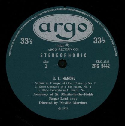 Argo ZRG 5442 - Concertos For Oboe And Strings - Image 4