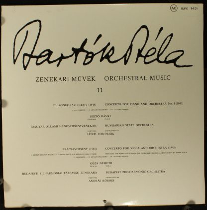 Hungaroton SLPX 11421 - Piano Concerto No 3. / Viola Concerto - Image 2