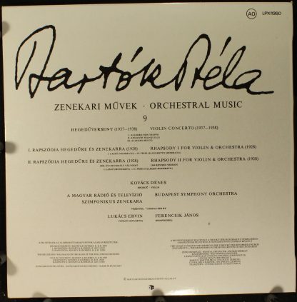 Hungaroton SLPX 11350 - Violin Concerto 1937-1938 · Rhapsody No - Image 2