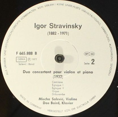 EMI Electrola F 665 888 - Sonate C-Moll, Op. 30 / Duo Concertant - Image 4