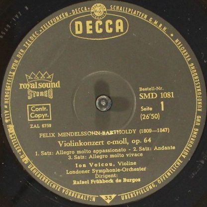 DECCA SMD 1081 - Bruch Mendelssohn Violinkonzerte - Image 3