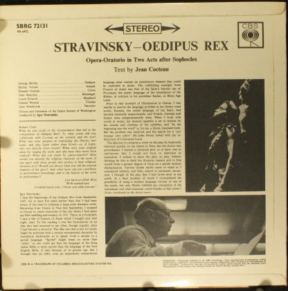 CBS BRG 72131 - Stravinsky Conducts Oedipus Rex - Image 2