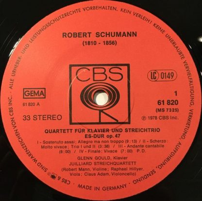 CBS 61 820 - Klavierquartett Es-dur Op. 47 / Klavierquartett Es- - Image 3