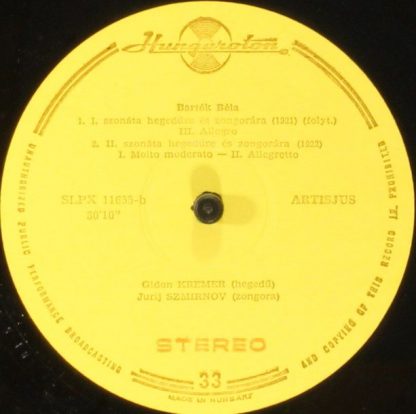 Hungaroton SLPX 11655 - Sonata For Violin And Piano No. 1 / Sona - Image 6