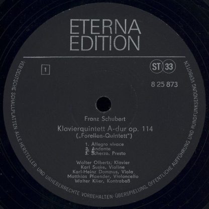 Eterna 8 25 873 - Klavierquintett A-dur Op. 114 (Forellen-Quinte - Image 3