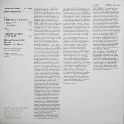 Eterna 8 27 189 - Sinfonie Nr. 3 F-dur Op. 90 / Tragische Ouvert - Image 2