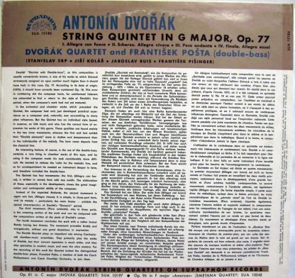 Supraphon SUA 10186 - String Quintet In G Major - Image 2