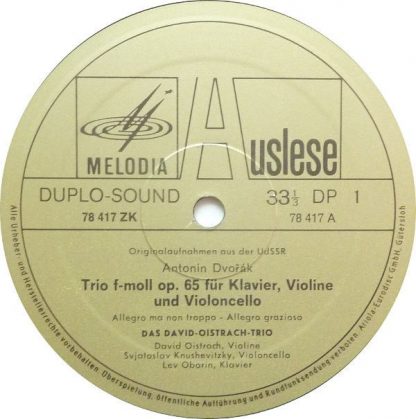 Eurodisc 78 417 ZK - Klaviertrio F-Moll Op. 65 - Image 3