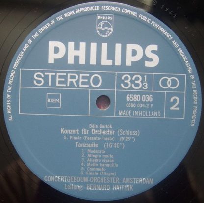 Philips 6580 036 - Konzert Für Orchester / Tanzsuite - Image 4
