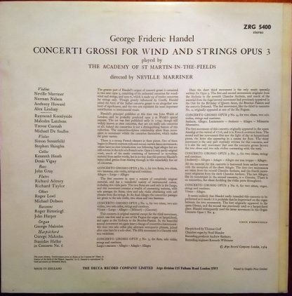 Argo ZRG 5400 - Concertos For Wind And Strings Opus 3 - Image 2