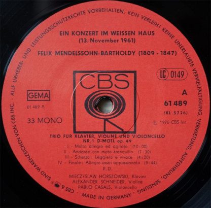 CBS 61 489 - Ein Konzert Im Weissen Haus ( 13.November 1961 ) - Image 3