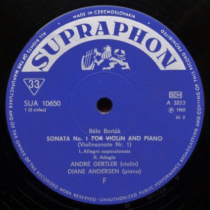 Supraphon SUA 10650 - Sonata No. 1 / Sonatina / Hungarian Folk S - Image 3