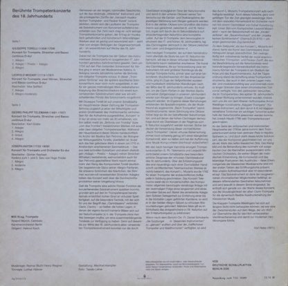 Eterna 8 26 187 - Berühmte Trompetenkonzerte Des 18. Jahrhundert - Image 2