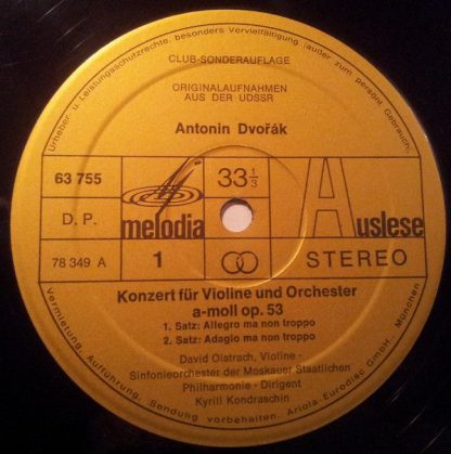 Eurodisc 63 755 - Violinkonzert (Violinkonzert A-moll Op. 53 / S - Image 3