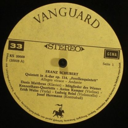 Vanguard KS 20008 - Quintett In A-Dur, Op. 114 "Forellenquintett - Image 3