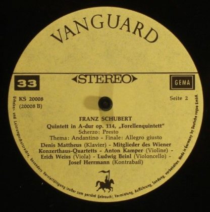 Vanguard KS 20008 - Quintett In A-Dur, Op. 114 "Forellenquintett - Image 4