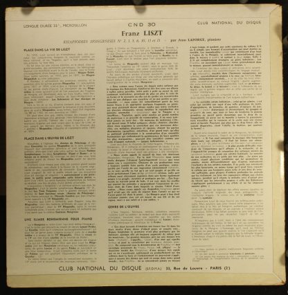 Club National Du Disque CND 30 - Rhapsodies Hongroises - Image 2