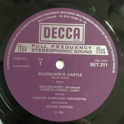 DECCA SET 311 - Bluebeard's Castle - Image 2