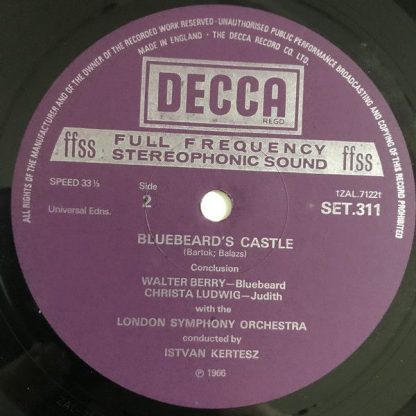 DECCA SET 311 - Bluebeard's Castle - Image 3