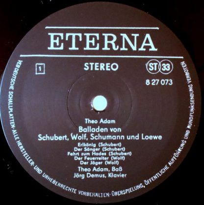 Eterna 8 27 073 - Theo Adam singt Balladen von Schubert ‧ Wolf ‧ - Image 3