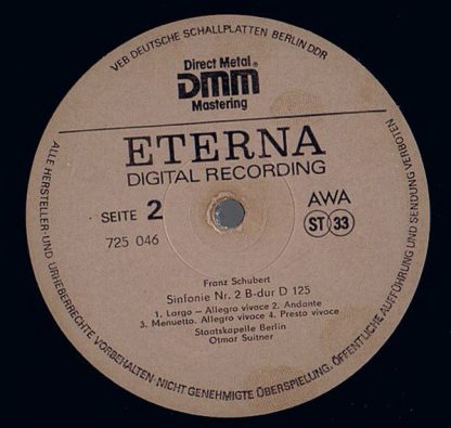 Eterna 7 25 046 - Sinfonie Nr. 1 D-Dur D 82 / Sinfonie Nr. 2 B-D - Image 4