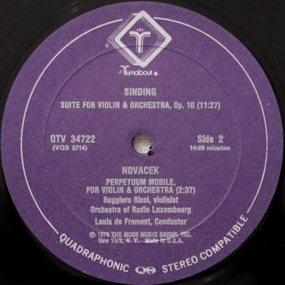 Turnabout QTV 34722 - Works For Violin - Sibelius Violin Concert - Image 4