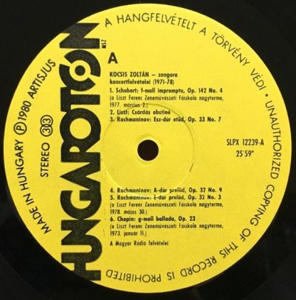Hungaroton SLPX 12239 - Zoltán Kocsis In Concert - Image 3
