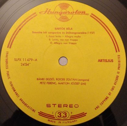 Hungaroton SLPX 11479 - Sonata For Two Pianos And Percussion / S - Image 3