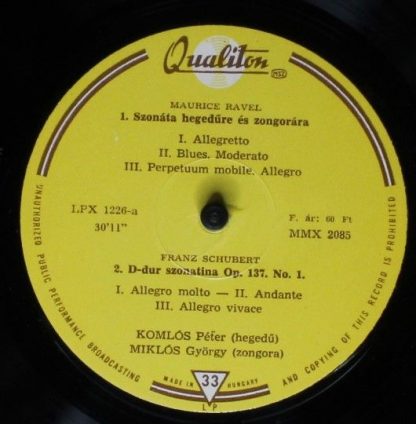 Qualiton LPX 1226 - Sonata For Violin And Piano In A Major / Son - Image 3