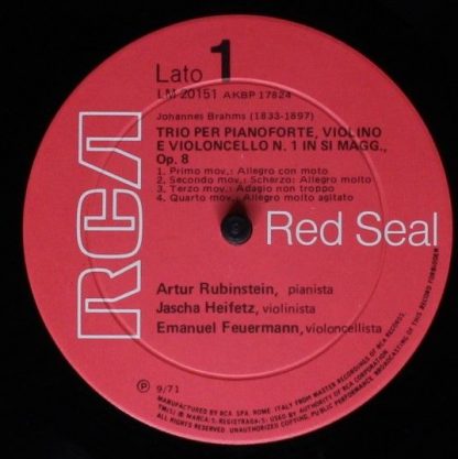 RCA Red Seal LM 20151 - Brahms: Trio per Pianoforte, Violino e V - Image 3