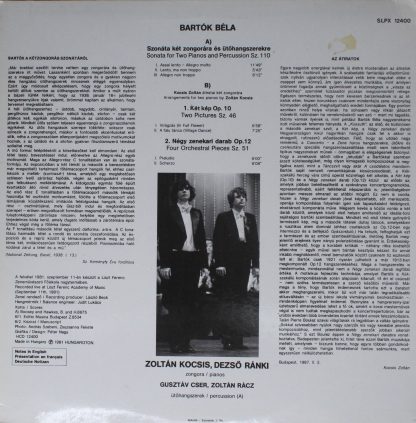 Hungaroton SLPX 12400 - Bartók: Sonata For Two Pianos And Percus - Image 2