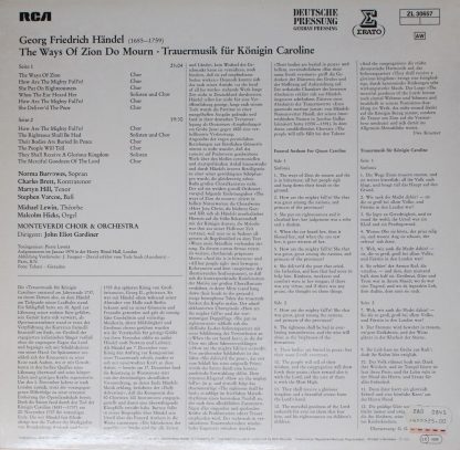Erato ZL 30657 - The Ways Of Zion Do Mourn - Trauermusik Für Kön - Image 2