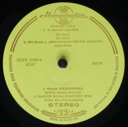 Hungaroton SLPX 11320 - 44 Duos For Two Violins / 7 Pieces From - Image 6
