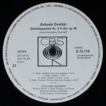 CBS S 72 719 - Streichquartett  Nr. 6 F-dur Op. 96 / Streichquar - Image 3