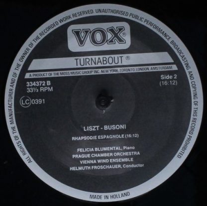 VOX/Turnabout TV 334 372 - Piano Concerto No. 1 / Rhapsodie Espa - Image 4