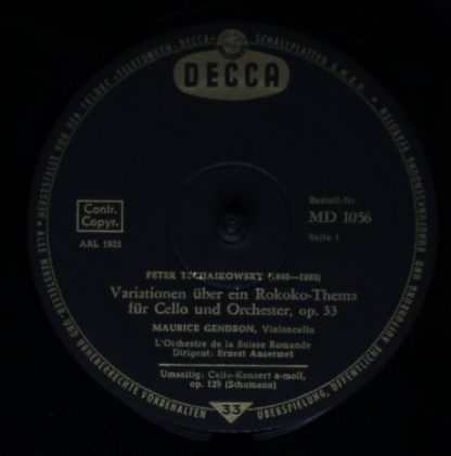 DECCA MD 1056 - Schumann: Cellokonzert / Tschaikowsky: Rokoko-Va - Image 3