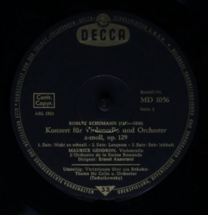 DECCA MD 1056 - Schumann: Cellokonzert / Tschaikowsky: Rokoko-Va - Image 4